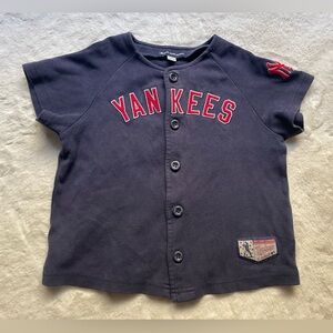 Athletic Navy Blue Yankees Kids Button Down Shirt baseball jerseys